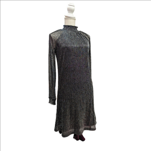 Shimmer black long sleeve dress. Nina Leonard. Oversized small.